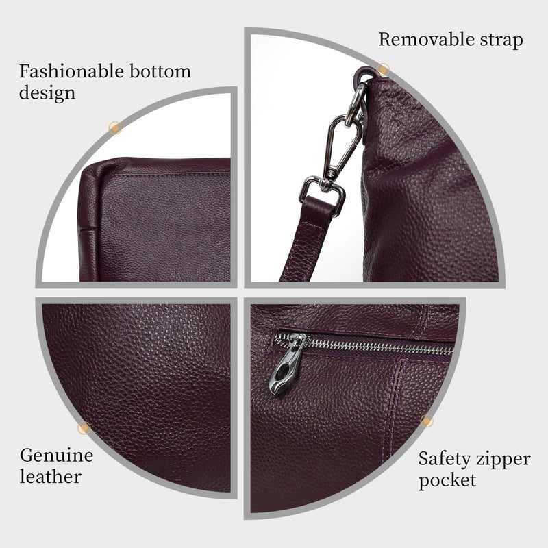 Iswee Leather Purse for Women - Shoulder Bag, Cross Body Satchel, Tote & Top Handle Bags (Violet) - Image 5